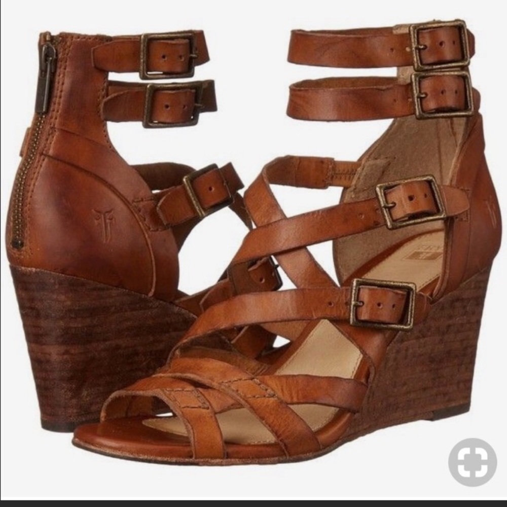 Frye “Rain” Strappy Brown Leather Sandal Sz 6.5